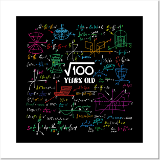 Square Root of 100 10 Year Old Math Lovers 10th Birthday Posters and Art